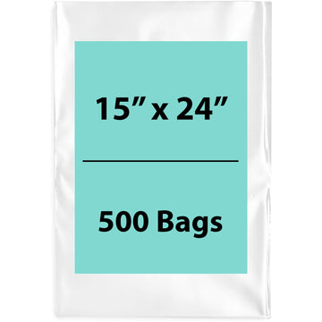 Clear Poly Bags 2 Mil Size: 15 inch (width) X 24 inch (Height) Pack of 500 Bags